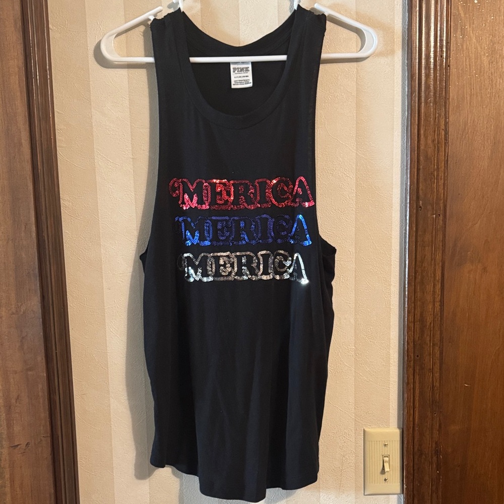 PINK Victoria's Secret Black Tank Top ‘Merica